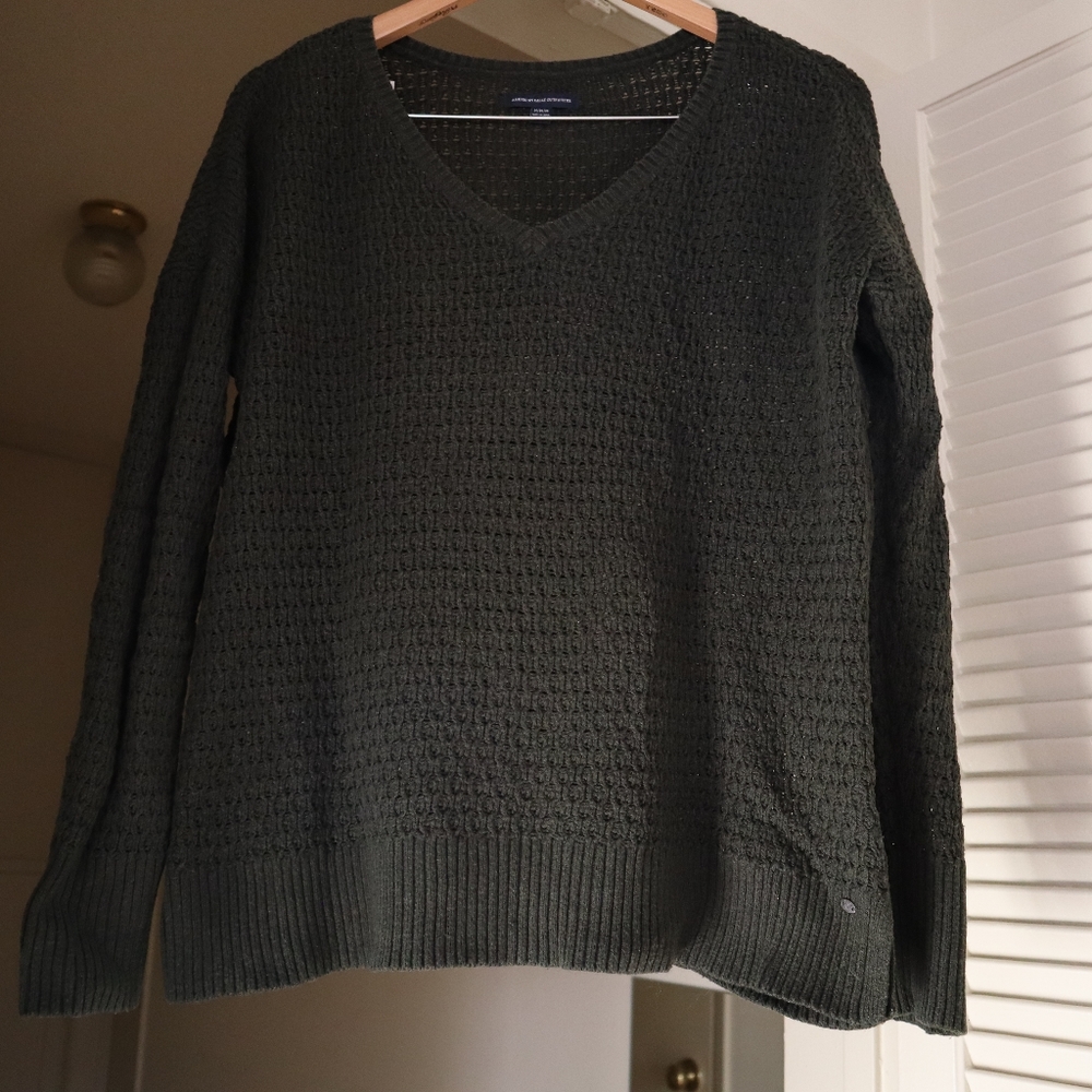 American Eagle Hunter Green Knit Sweater